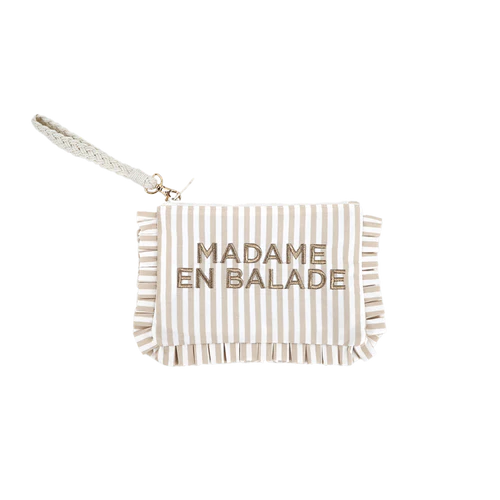 Pochette brodée rayures à volants