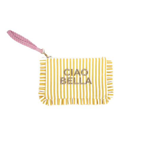 Pochette brodée rayures à volants