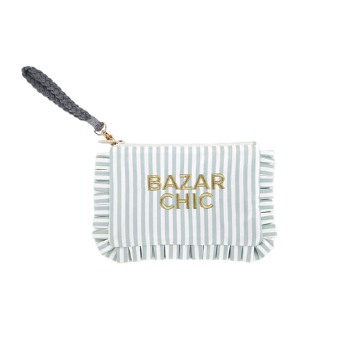 Pochette brodée rayures à volants