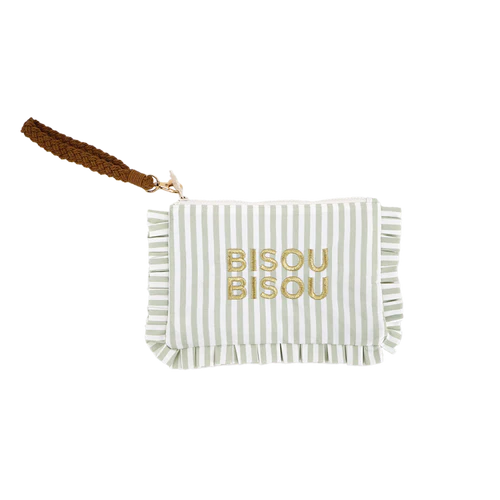 Pochette brodée rayures à volants