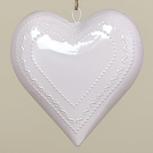 COEUR SUSPENDU MÉTAL BLANC gm