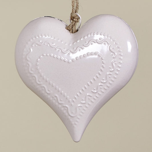 COEUR SUSPENDU MÉTAL BLANC mm