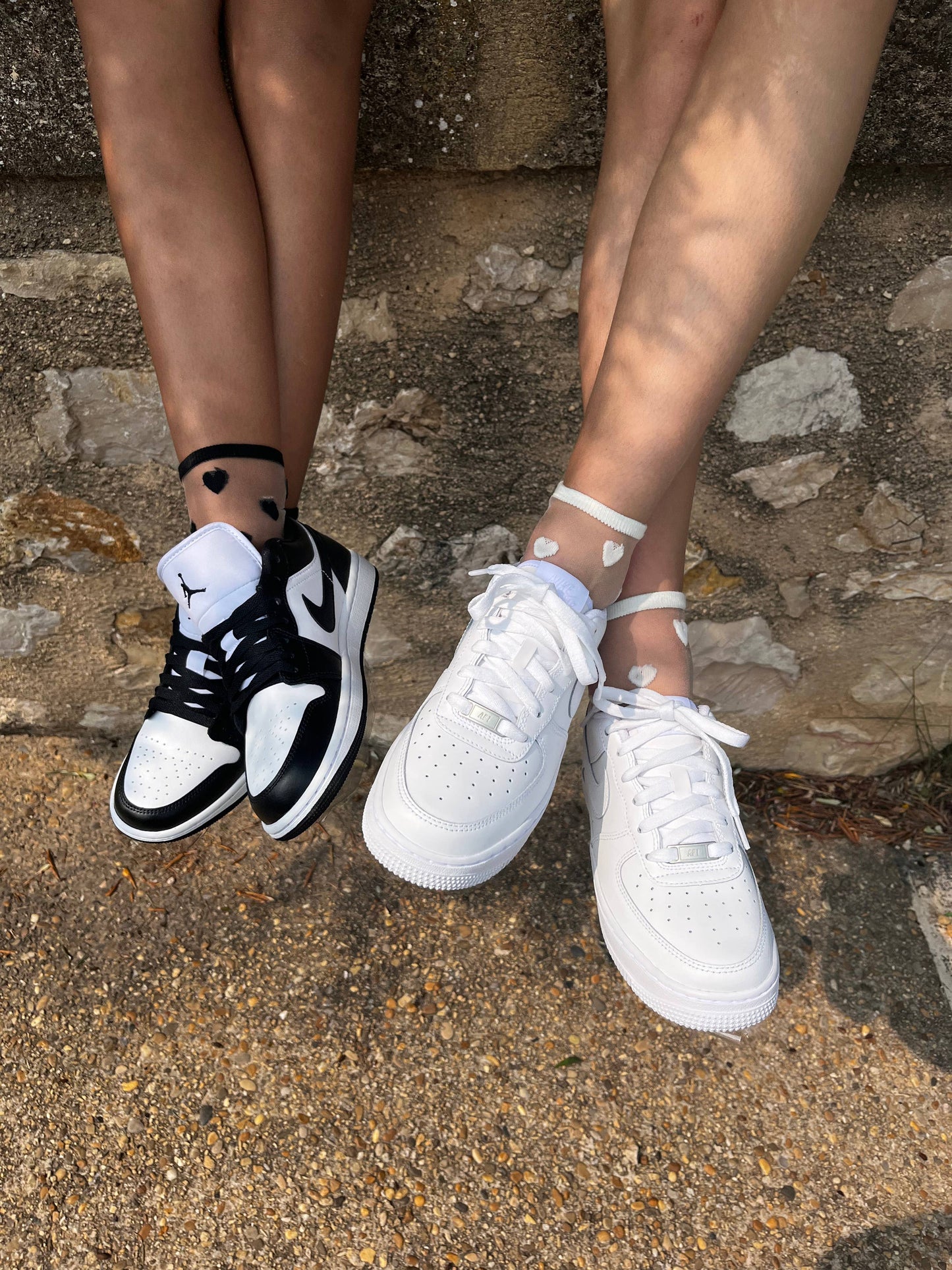 Chaussettes coeurs noir - socquettes LAURE