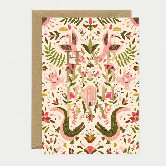 Happy birthday pink croco - Carte de voeux