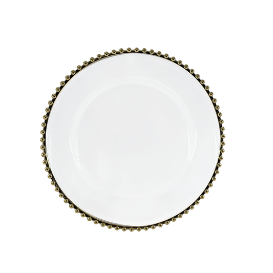Dessous d'assiette perlé transparent doré D33cm