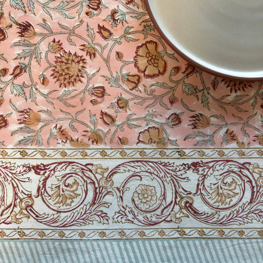 Nappe blockprint Déjeuner au moulin