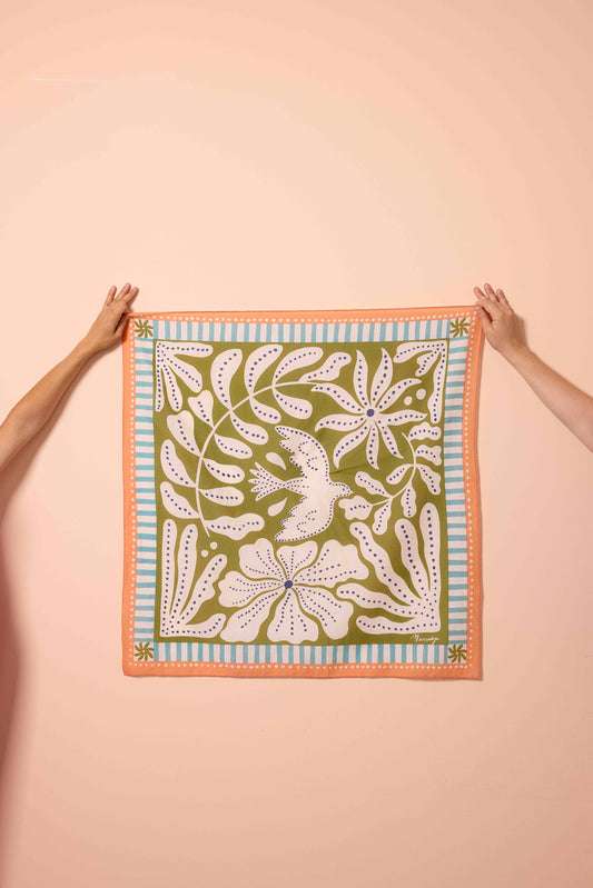 FOULARD COTON OLIVE LIBERTE