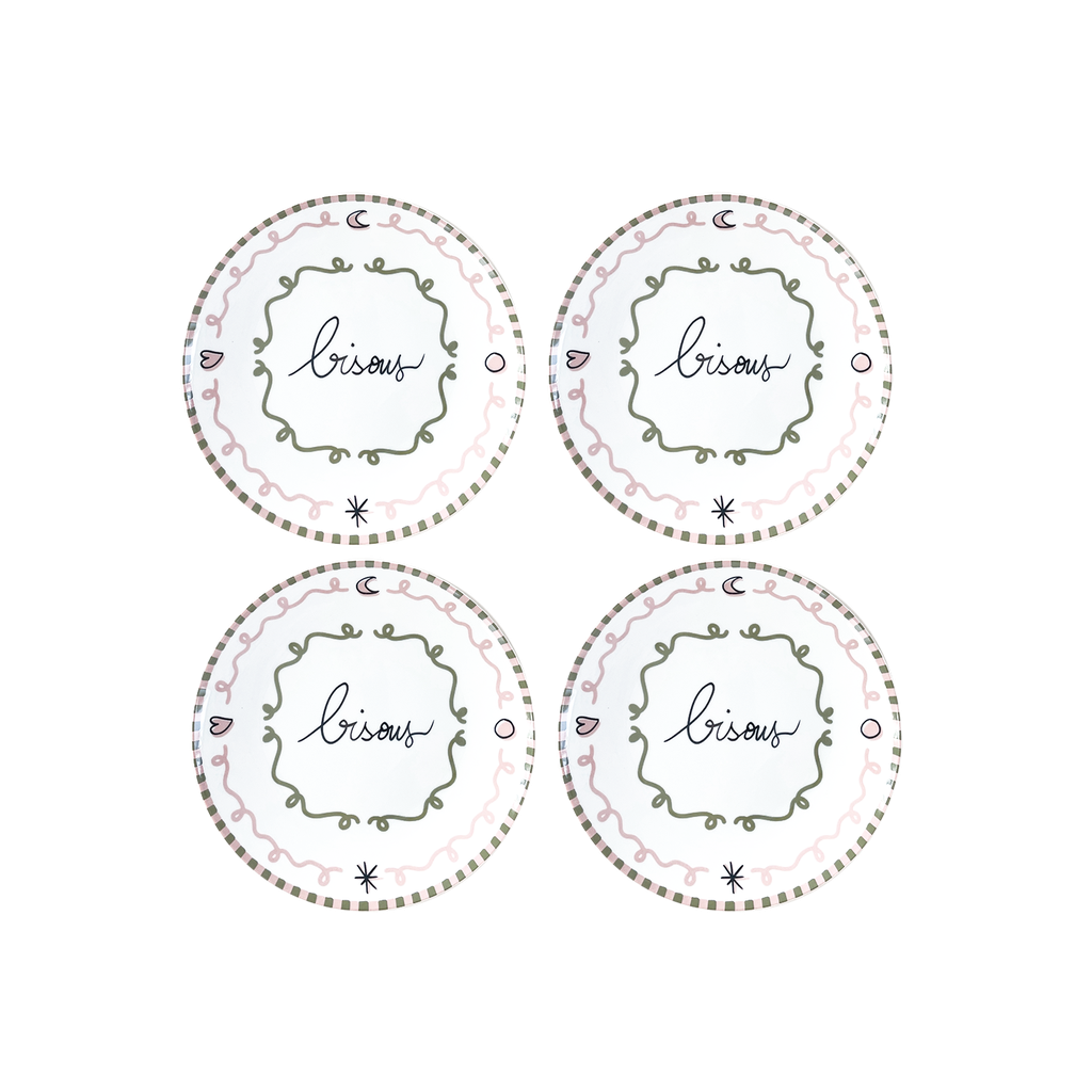 Set de 4 assiettes dessert bisous