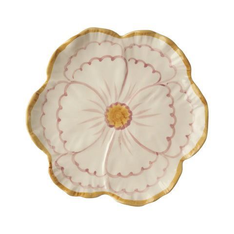 Assiette fleur en céramique Rose/Jaune