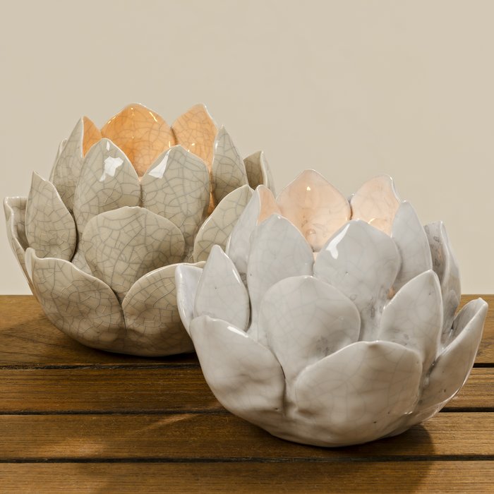 Bougeoir pour bougie chauffe-plat Maleva lin