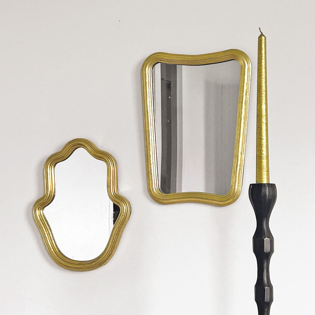 Set de 4 bougies longues flambeaux dorés striées