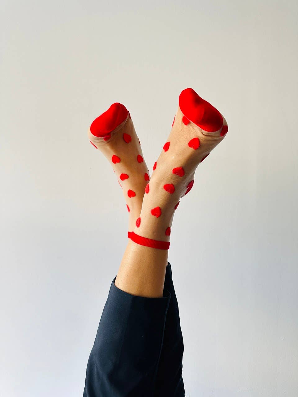 Laure chaussettes avec des coeurs rouge - socquettes