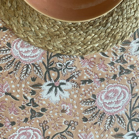 Nappe blockprint Pivoines