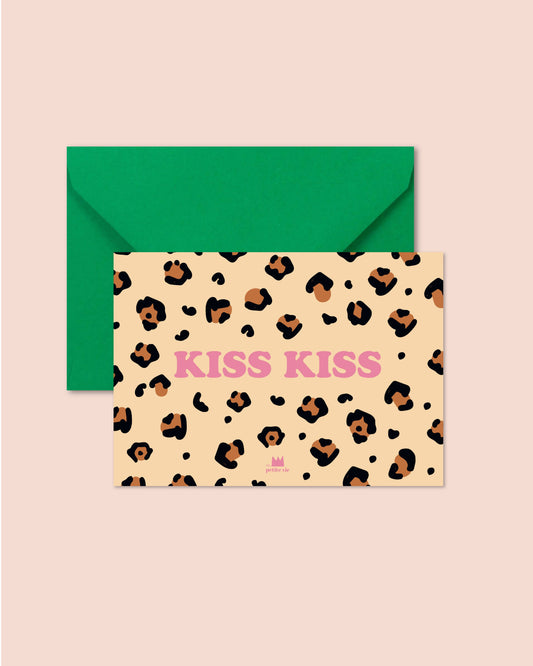 Carte "Love" : Kiss Kiss - Léopard (avec enveloppe)