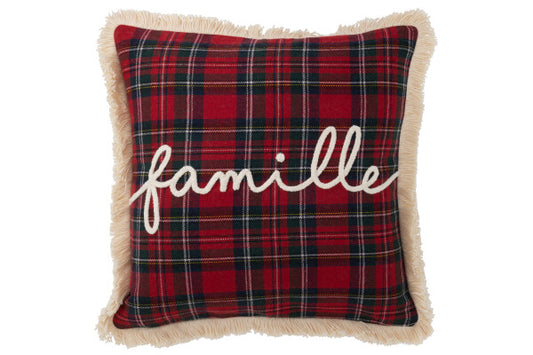 Coussin Carreaux Famille Rouge/Vert