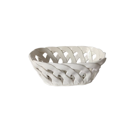 Panier ceramic rectangle blanc pm