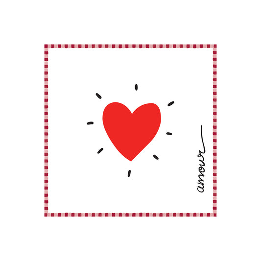 Serviette papier coeur rouge