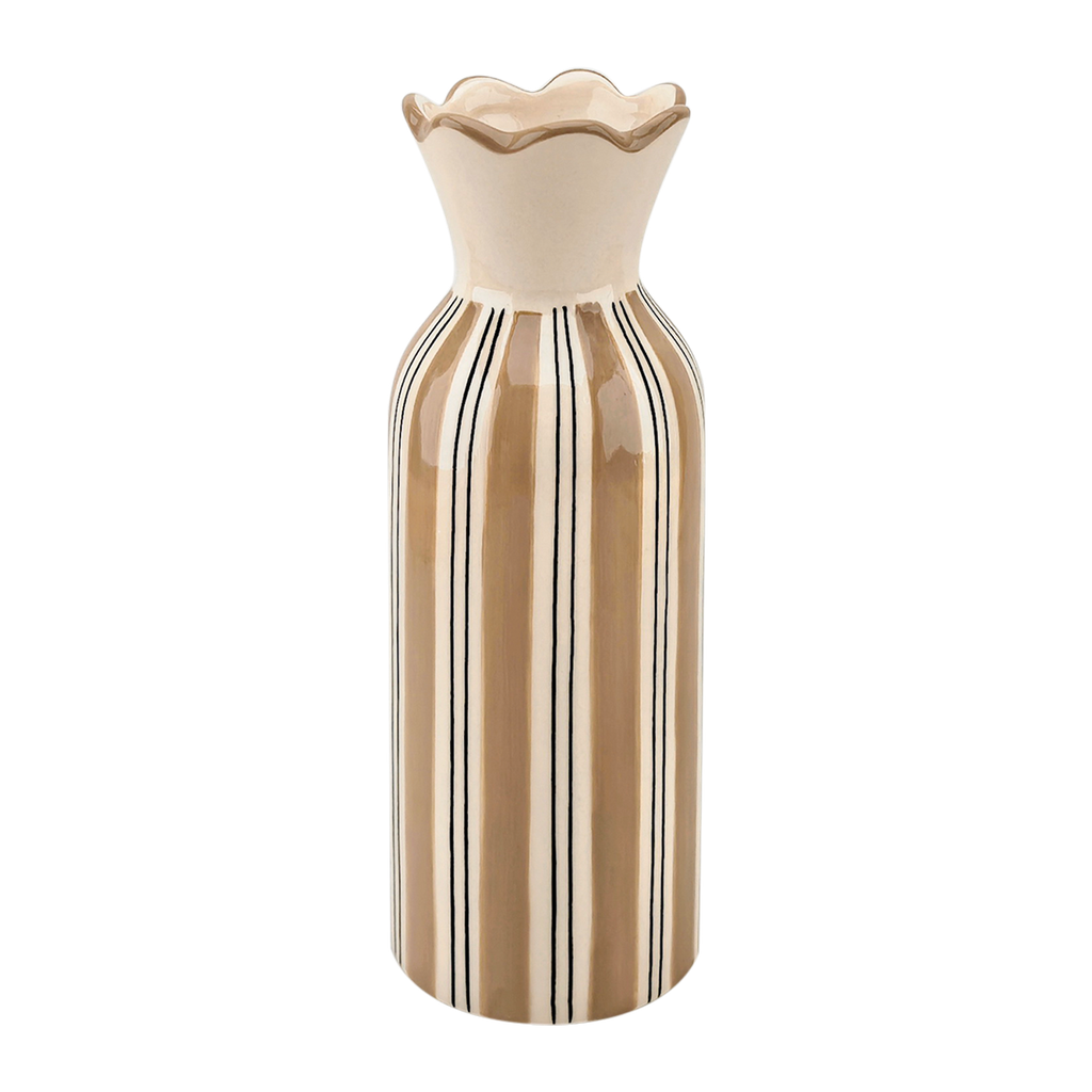 Vase collerette rayure beige