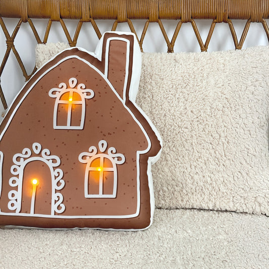 Coussin led maison marron