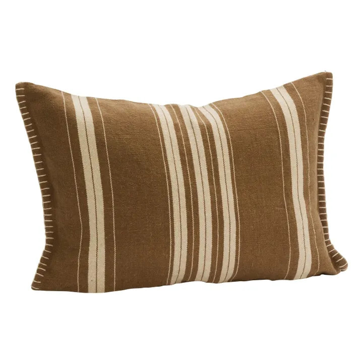 Housse de coussin rayée | Marron  madam stoltz