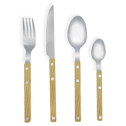 Set de 4 couverts Gustave façon bois clair