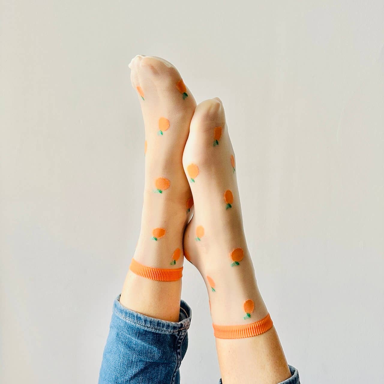 Clémence - Chaussettes fantaisie femme fruits - ABRICOTS