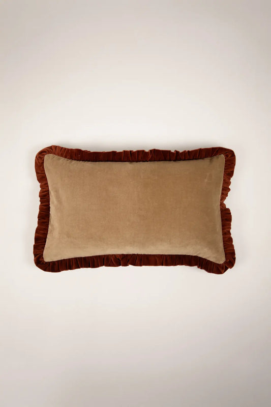 coussin Doris beige et rouille 30x50cm