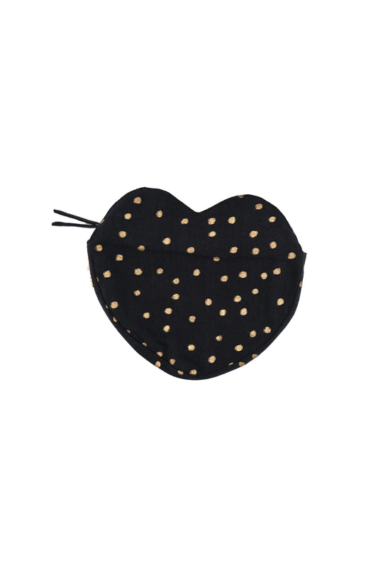 POCHETTE COEUR - DOTS - CARBONE -
