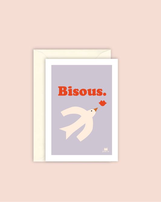 Carte "Love" : Bisous - envolée d'amour (avec enveloppe)