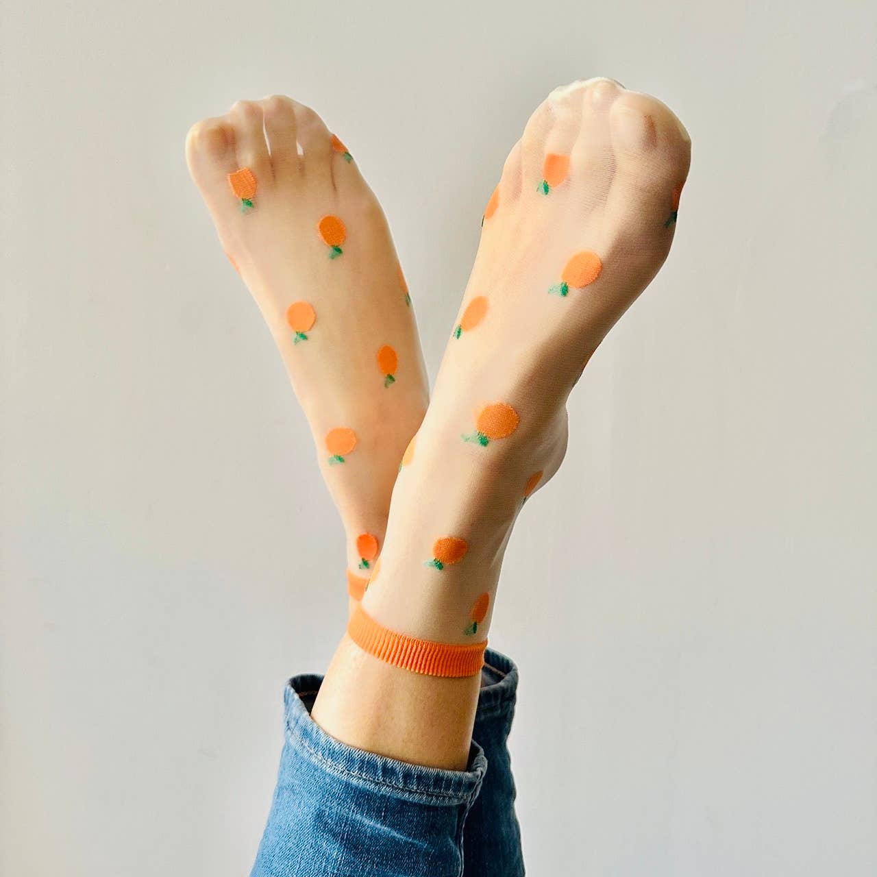 Clémence - Chaussettes fantaisie femme fruits - ABRICOTS