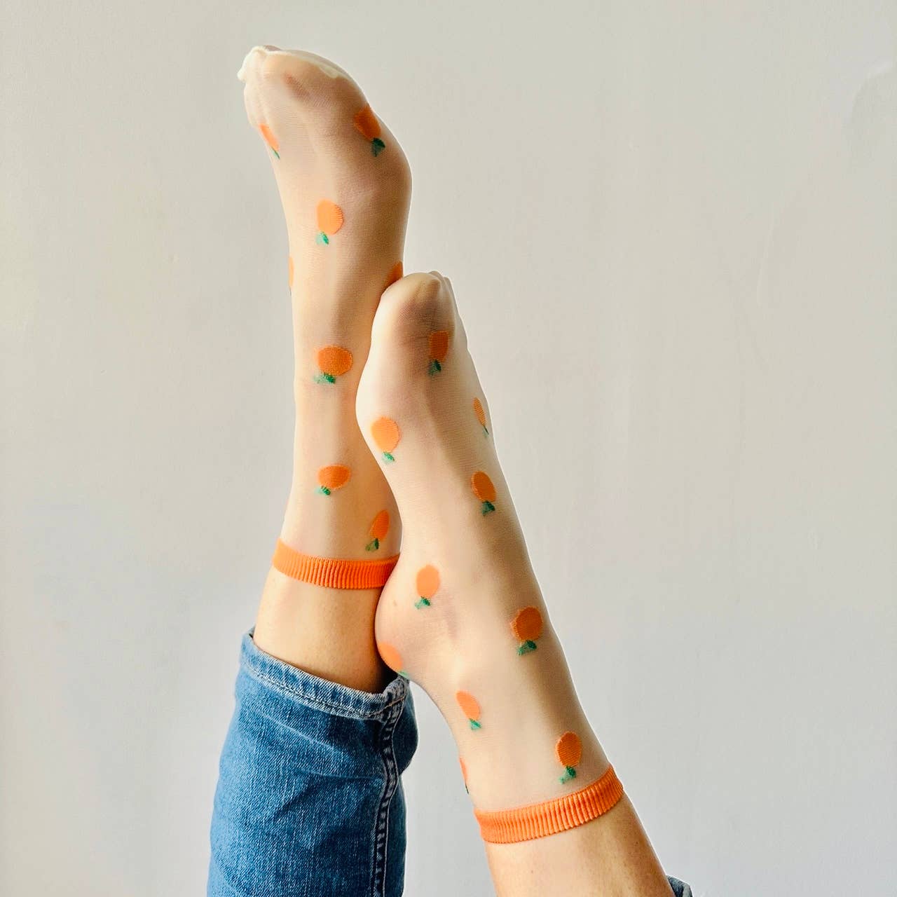 Clémence - Chaussettes fantaisie femme fruits - ABRICOTS