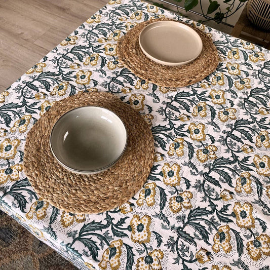 Maxi nappe blockprint Yellow Poppies