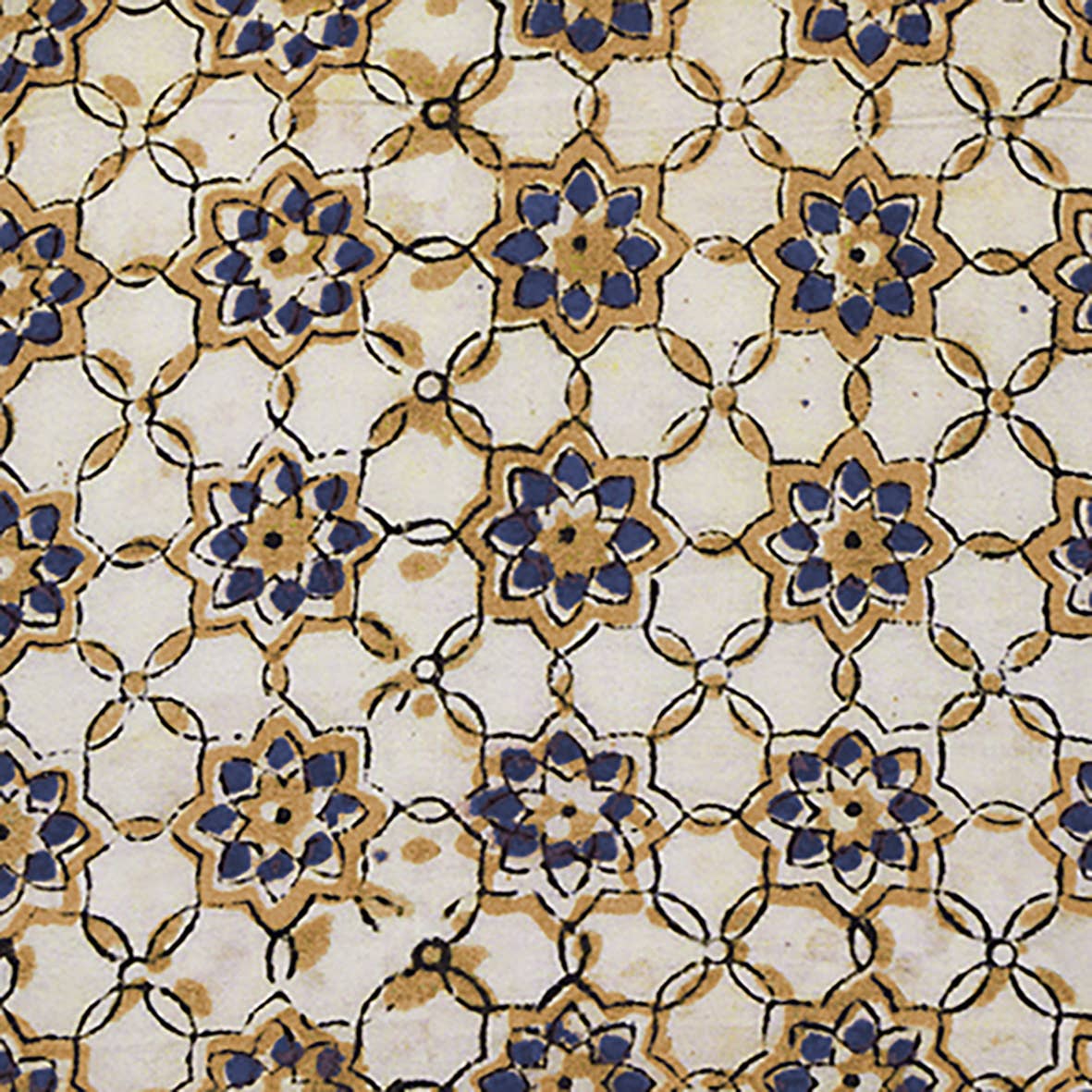 Plateau métal cœur Zellige bleu 15 x 15, bordure dorée