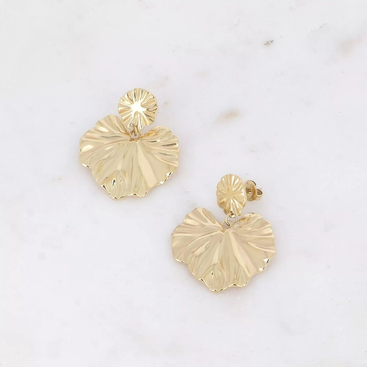 Boucles pendantes - double ginko en acier inoxydable