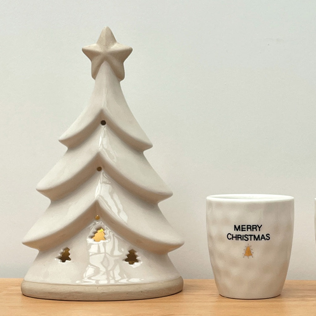 Gobelet message merry christmas doré