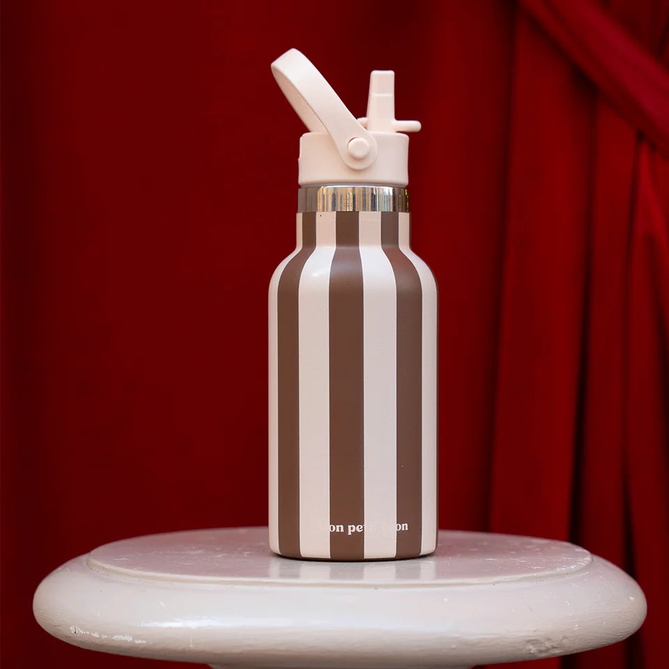 Gourde isotherme enfant - Rayures marron et beige