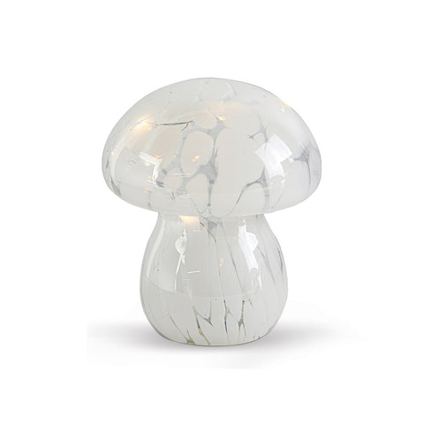 Lampe décorative champi tacheté blanc