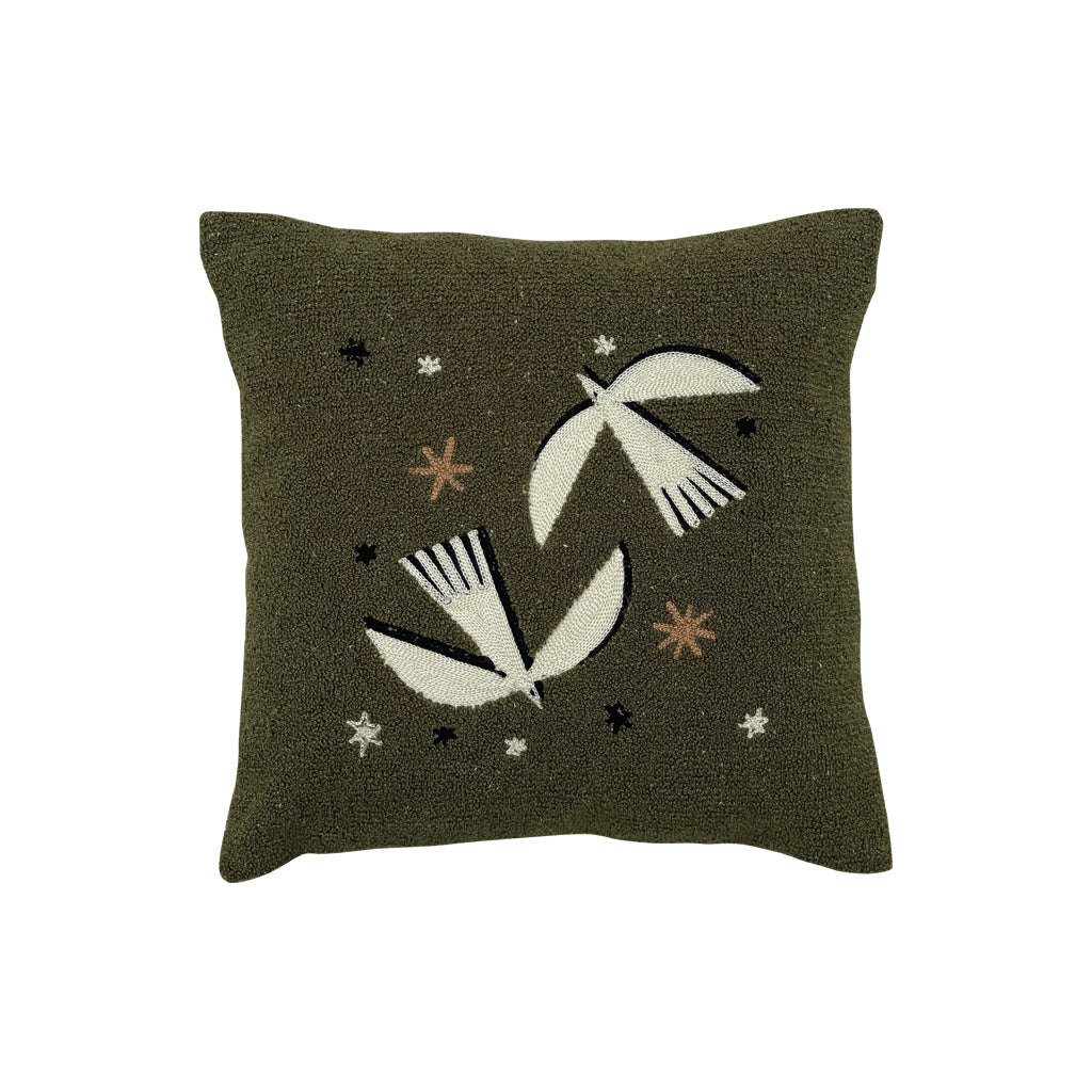 Coussin Influence oiseaux vert