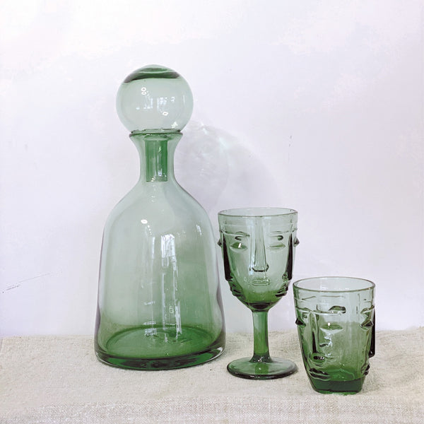 Verre gobelet visage vert