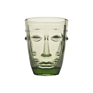 Verre gobelet visage vert