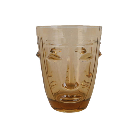 Verre gobelet visage ambre