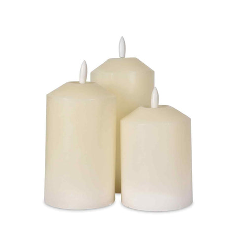 Set de 3 bougies LED cire naturelle ivoire avec télécommande (à piles)