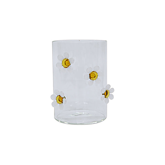 Gobelet verre 3D marguerites