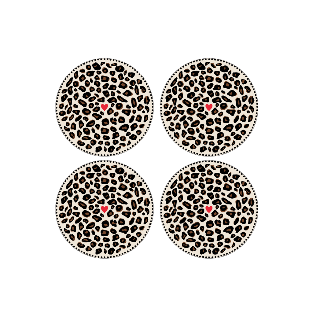 Set de 4 assiettes dessert léopard