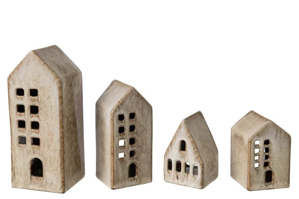 Set De 4 Maison Porcelaine Taupe