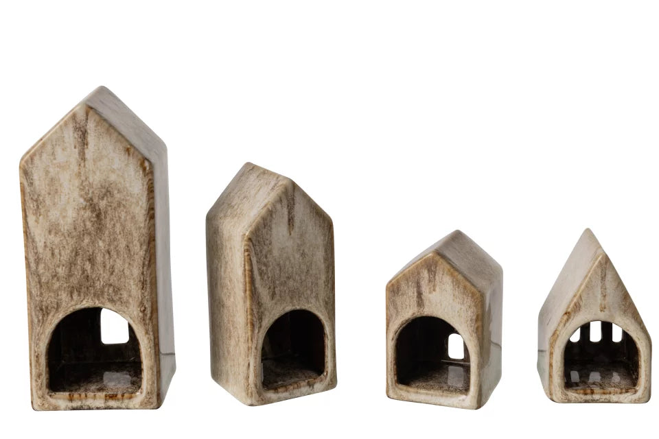 Set De 4 Maison Porcelaine Taupe