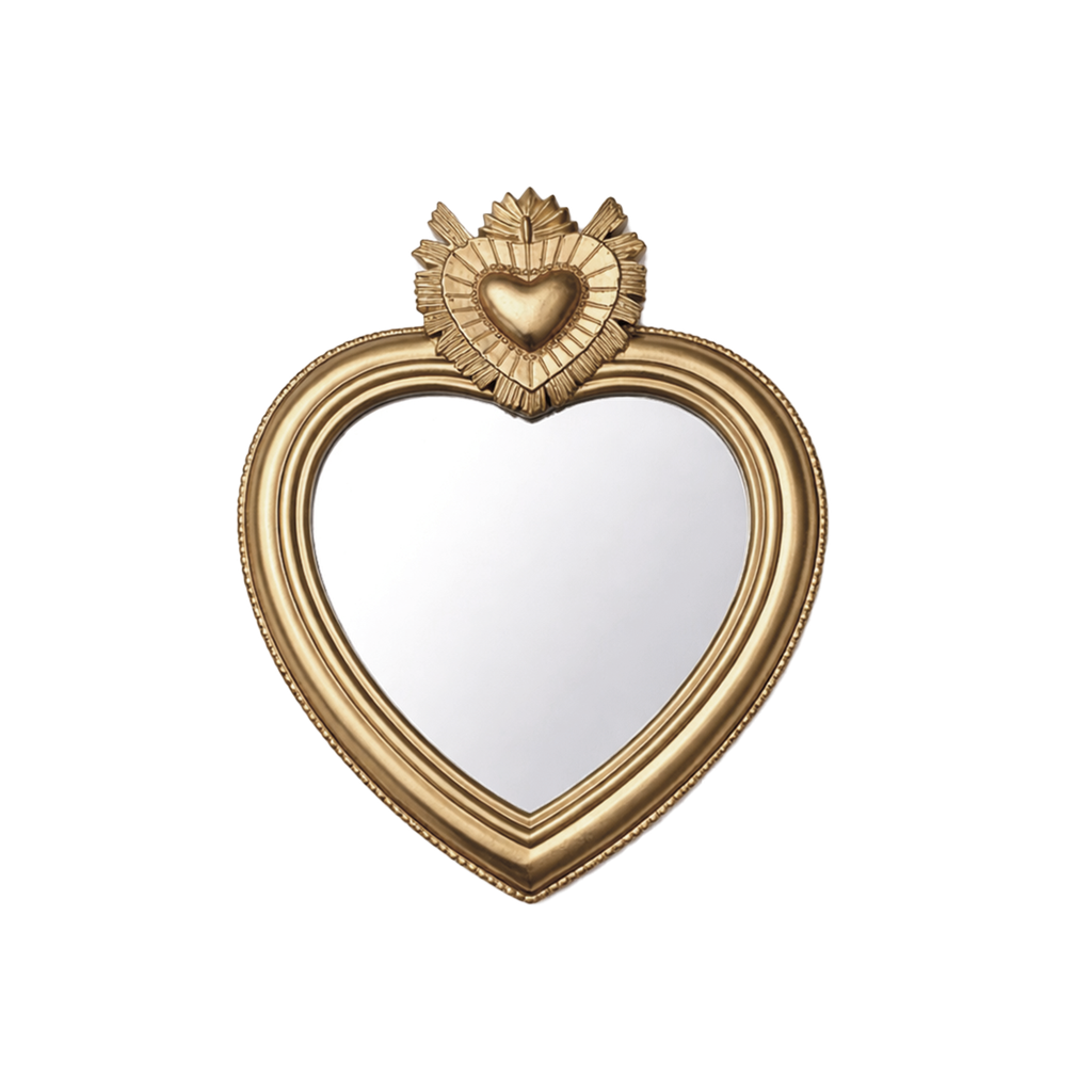 Miroir ex-voto cœur amour doré