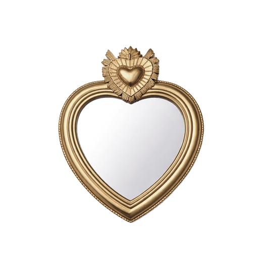 Miroir ex-voto cœur amour doré