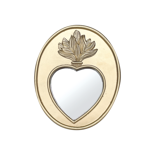 Miroir Ex-voto oval cœur doré