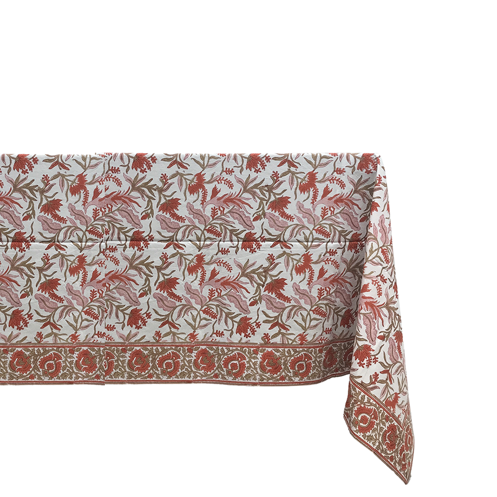Nappe print rectangle herbe orange 150x260cm